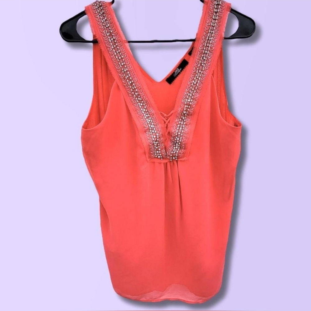 BKE Coral Embellished Bling Tank Top
